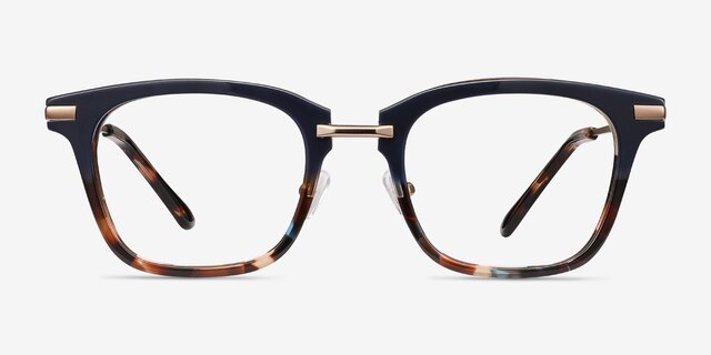 Candela Blue Floral Acetate-metalEyeglass Frames from EyeBuyDirect, Front View
