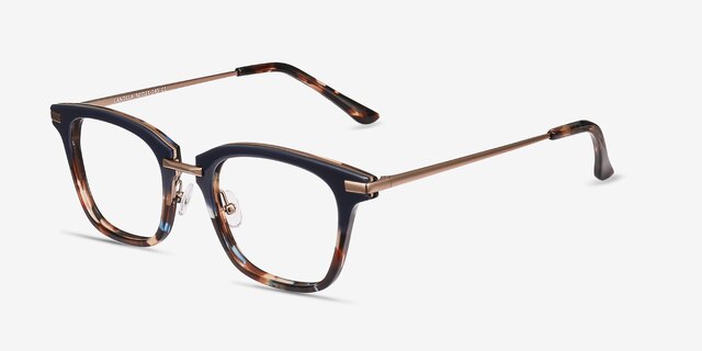 Candela Blue Floral Acetate-metalEyeglass Frames from EyeBuyDirect, Angle View
