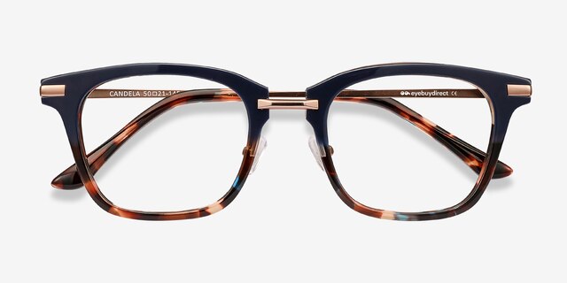 Candela Blue Floral Acetate-metalEyeglass Frames from EyeBuyDirect, Closed View