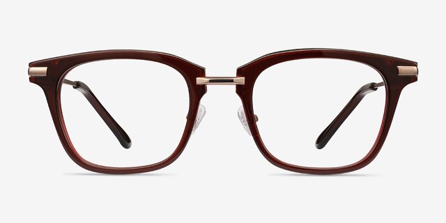 Candela Burgundy Acetate-metalMontures de lunettes de vue d'EyeBuyDirect, Vue de Face