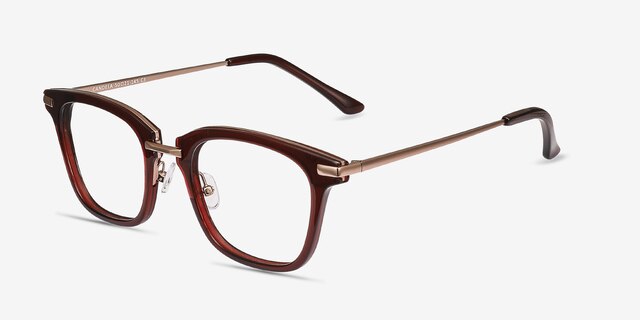 Candela Burgundy Acetate-metalMontures de lunettes de vue d'EyeBuyDirect, Vue d'Angle