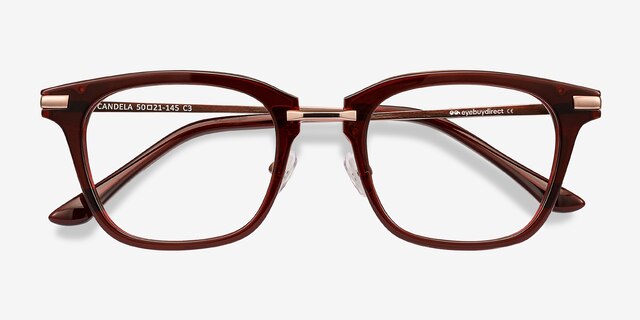 Candela Burgundy Acetate-metalMontures de lunettes de vue d'EyeBuyDirect, Vue Rapprochée