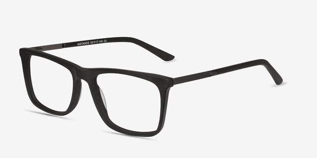 Instance Noir Acetate-metalMontures de lunettes de vue d'EyeBuyDirect, Vue d'Angle