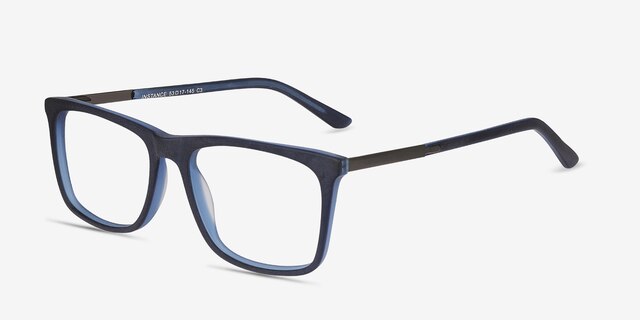 Instance Bleu Acetate-metalMontures de lunettes de vue d'EyeBuyDirect, Vue d'Angle