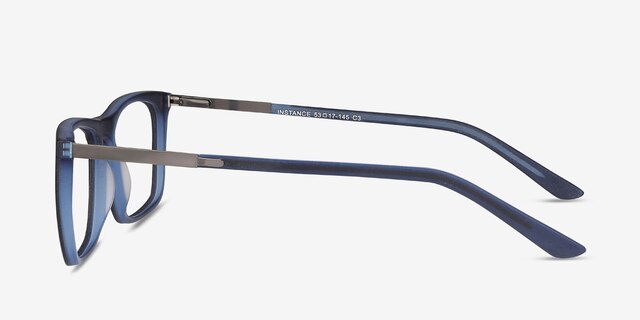 Instance Bleu Acetate-metalMontures de lunettes de vue d'EyeBuyDirect, Vue de Côté