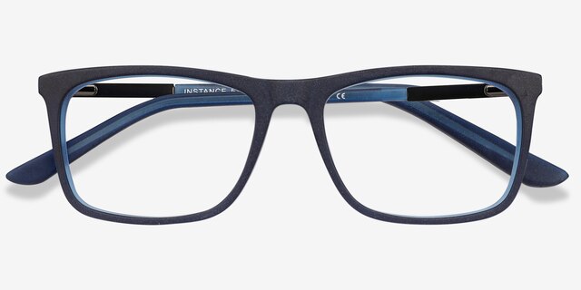 Instance Bleu Acetate-metalMontures de lunettes de vue d'EyeBuyDirect, Vue Rapprochée