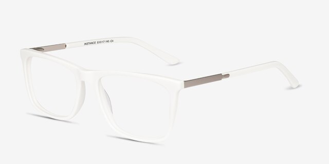 Instance White Acetate-metalEyeglass Frames from EyeBuyDirect, Angle View