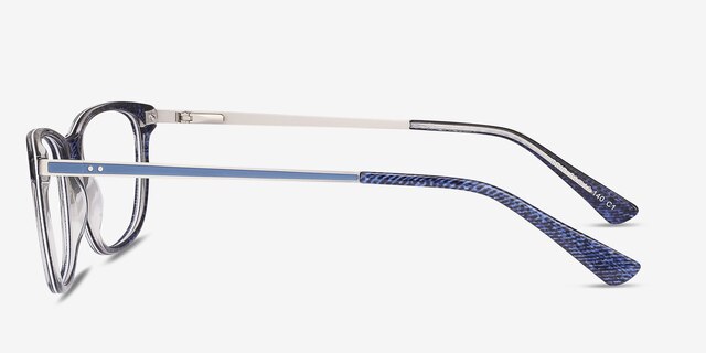 Grid Blue AcetateEyeglass Frames from EyeBuyDirect, Side View