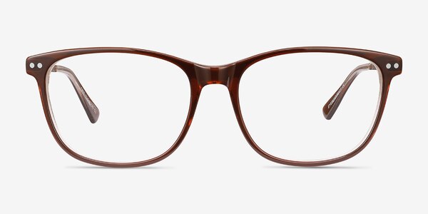 Grid Brown Acetate-metal Eyeglass Frames