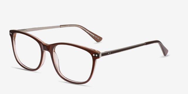 Grid Brun Acetate-metalMontures de lunettes de vue d'EyeBuyDirect, Vue d'Angle