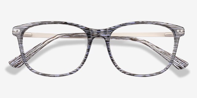 Grid Striped Acetate-metalEyeglass Frames from EyeBuyDirect, Closed View