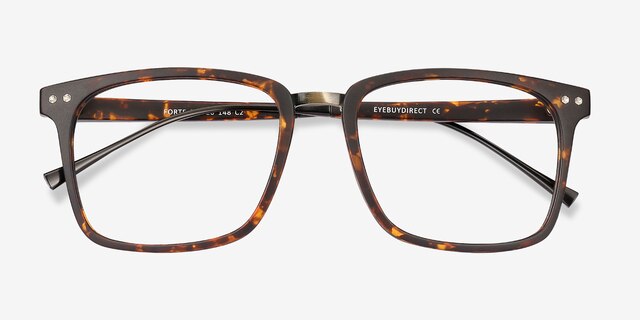 Forte Tortoise Plastic-metalEyeglass Frames from EyeBuyDirect, Closed View
