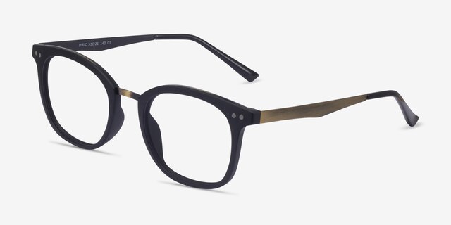 Lyric Black PlasticEyeglass Frames from EyeBuyDirect, Angle View