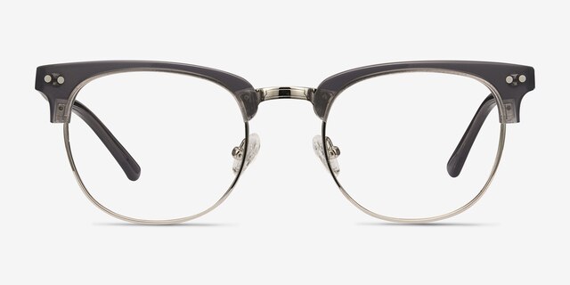 Borderline Gray Acetate-metalEyeglass Frames from EyeBuyDirect, Front View