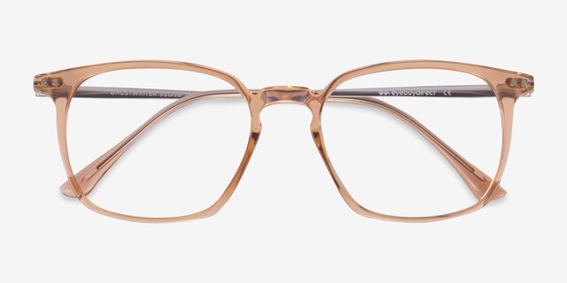 Ghostwriter Clear Orange Plastic-metalEyeglass Frames from EyeBuyDirect, Closed View