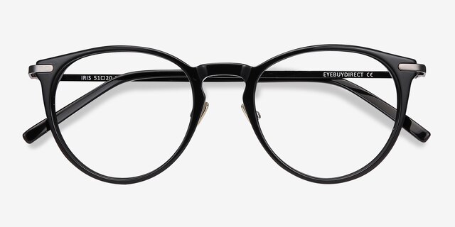 Iris Noir AcétateMontures de lunettes de vue d'EyeBuyDirect, Vue Rapprochée