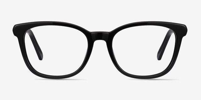 Kat Black Acetate-metalEyeglass Frames from EyeBuyDirect, Front View