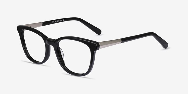 Kat Black Acetate-metalEyeglass Frames from EyeBuyDirect, Angle View