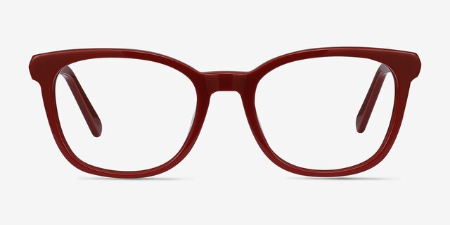 Kat Burgundy Acetate-metalEyeglass Frames from EyeBuyDirect, Front View