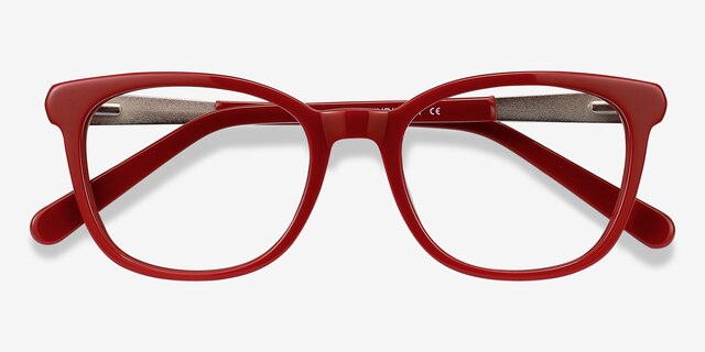 Kat Burgundy Acetate-metalEyeglass Frames from EyeBuyDirect, Closed View