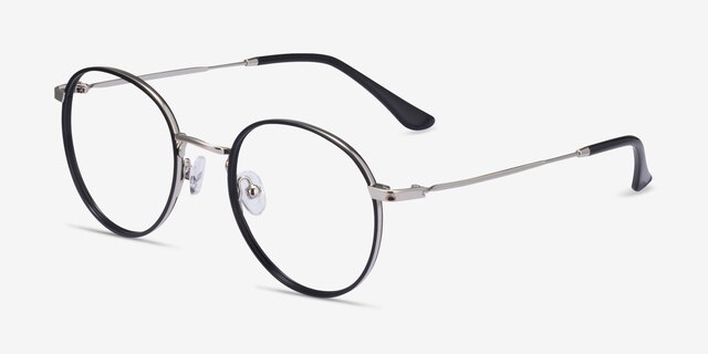 Alchemist Noir Acetate-metalMontures de lunettes de vue d'EyeBuyDirect, Vue d'Angle