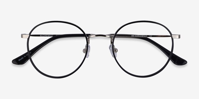 Alchemist Noir Acetate-metalMontures de lunettes de vue d'EyeBuyDirect, Vue Rapprochée