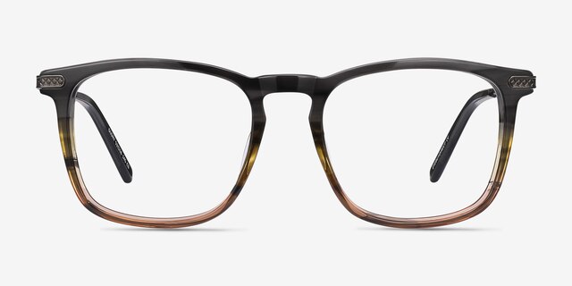 Glory Gray Striped Acetate-metalEyeglass Frames from EyeBuyDirect, Front View