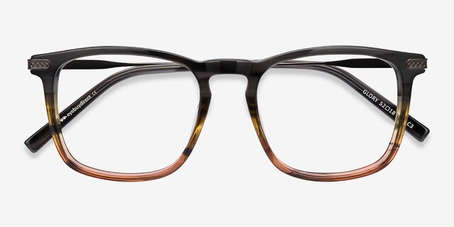 Glory Gray Striped Acetate-metalEyeglass Frames from EyeBuyDirect, Closed View