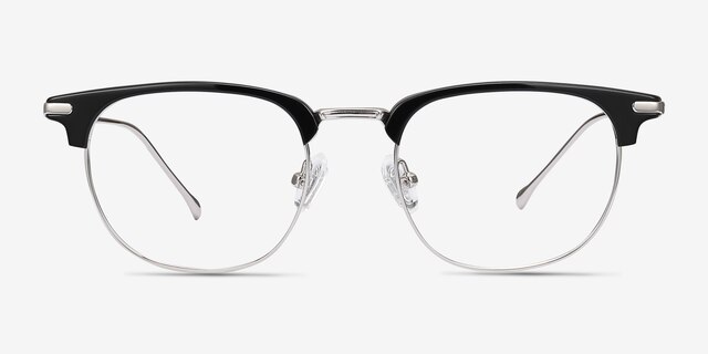 Relive Black Silver Acetate-metalMontures de lunettes de vue d'EyeBuyDirect, Vue de Face
