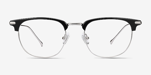 Relive Black Silver Acetate-metal Eyeglass Frames