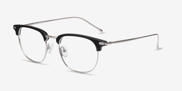 Relive Black Silver Acetate-metalMontures de lunettes de vue d'EyeBuyDirect, Vue d'Angle