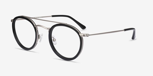 Architect Black Silver Acetate-metalEyeglass Frames from EyeBuyDirect, Angle View