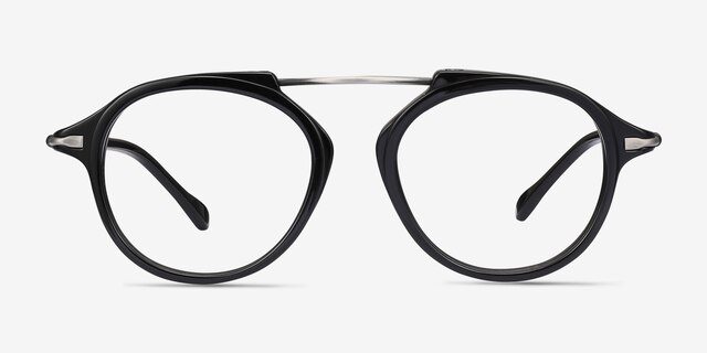 Terminal One Black Gunmetal Acetate-metalEyeglass Frames from EyeBuyDirect, Front View