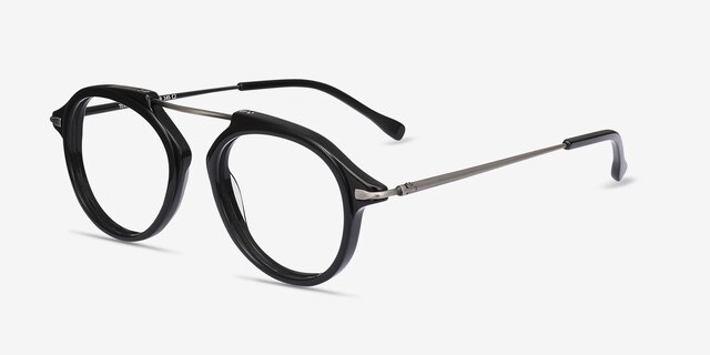 Terminal One Black Gunmetal Acetate-metalEyeglass Frames from EyeBuyDirect, Angle View