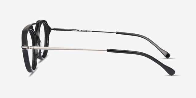 Terminal One Black Gunmetal Acetate-metalEyeglass Frames from EyeBuyDirect, Side View