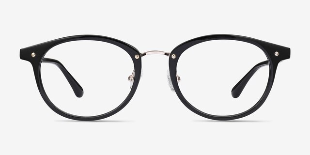 Fetching Black Golden Acetate-metalEyeglass Frames from EyeBuyDirect, Front View