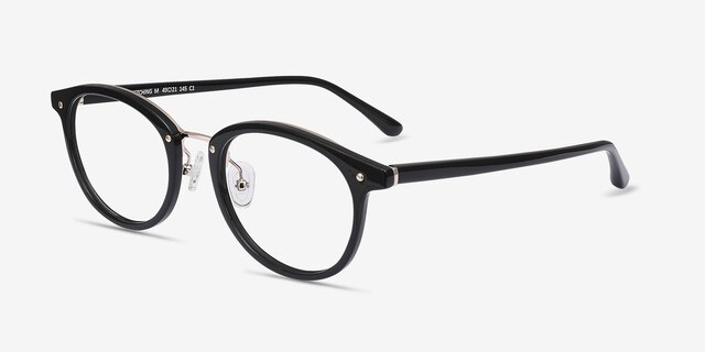 Fetching Black Golden Acetate-metalEyeglass Frames from EyeBuyDirect, Angle View
