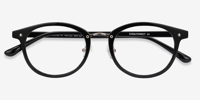 Fetching Black Golden Acetate-metalEyeglass Frames from EyeBuyDirect, Closed View