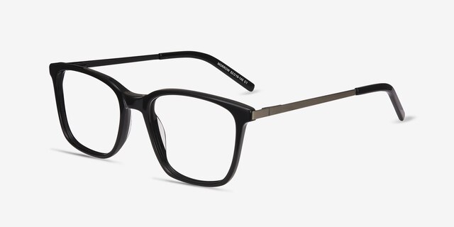 Morrow Black Acetate-metalEyeglass Frames from EyeBuyDirect, Angle View