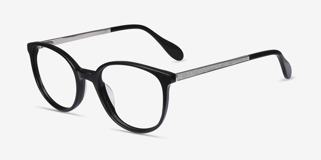 Lucy Black Acetate-metalEyeglass Frames from EyeBuyDirect, Angle View