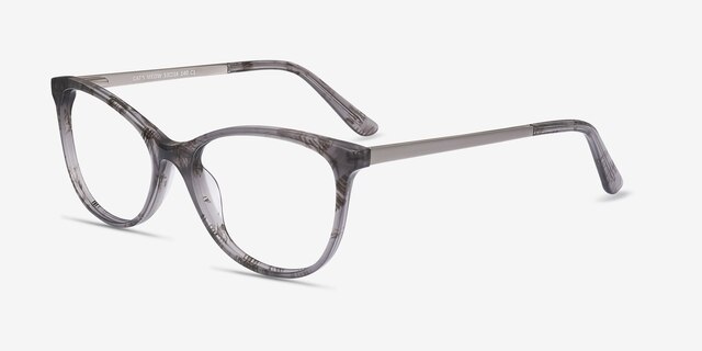 Cat&#039;s Meow Gray Floral Acetate-metalEyeglass Frames from EyeBuyDirect, Angle View