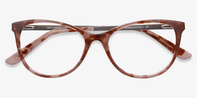 Cat&#039;s Meow Brown Floral Acetate-metalEyeglass Frames from EyeBuyDirect, Closed View