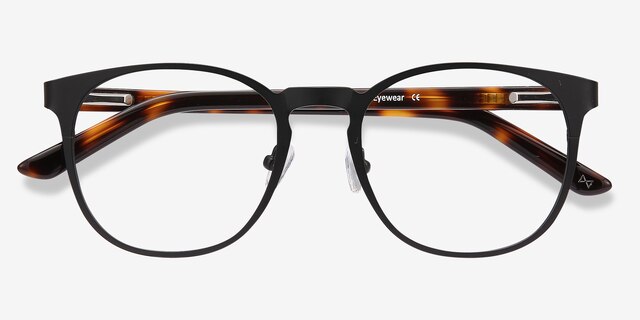 Resonance Noir Acetate-metalMontures de lunettes de vue d'EyeBuyDirect, Vue Rapprochée
