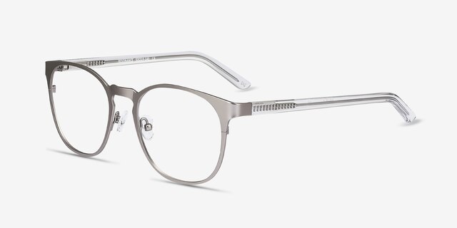 Resonance Gunmetal Acetate-metalEyeglass Frames from EyeBuyDirect, Angle View