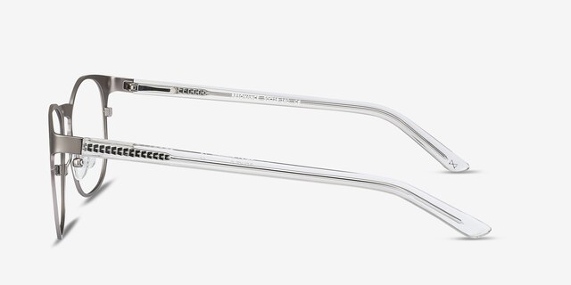 Resonance Gunmetal Acetate-metalEyeglass Frames from EyeBuyDirect, Side View