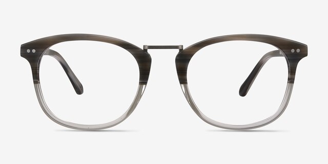 Era Gray Striped Acetate-metalEyeglass Frames from EyeBuyDirect, Front View
