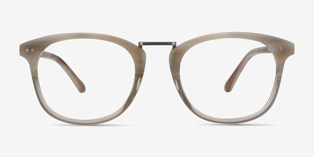 Era Gray Clear Acetate-metalEyeglass Frames from EyeBuyDirect, Front View