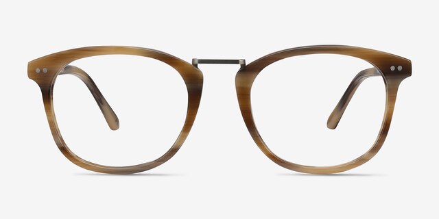 Era Brown Striped Acetate-metalEyeglass Frames from EyeBuyDirect, Front View