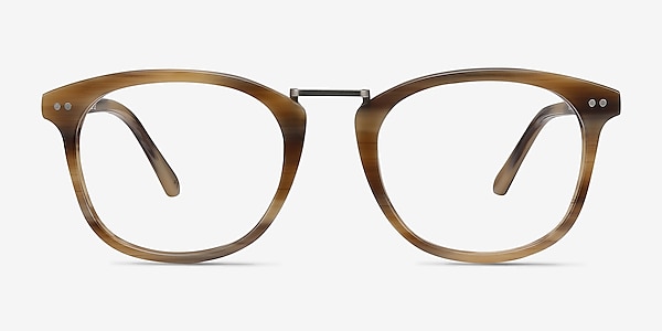 Era Brown Striped Acetate-metal Montures de lunettes de vue