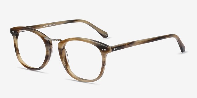 Era Brown Striped Acetate-metalEyeglass Frames from EyeBuyDirect, Angle View
